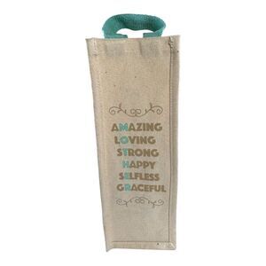 Mother Themed Canvas Wine Bottle Christmas Gift Tote Bag With Handle Reusable